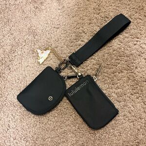 EUC Lululemon Black Dual Pouch Wristlet + Keychain